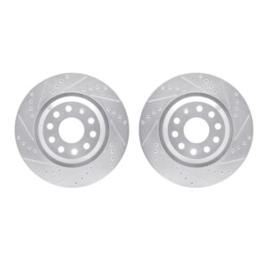 R1 Concepts Rear Drilled & Slotted Silver Brake Rotor Set | 2015-2019 VW Golf R (WGPN1-74043)