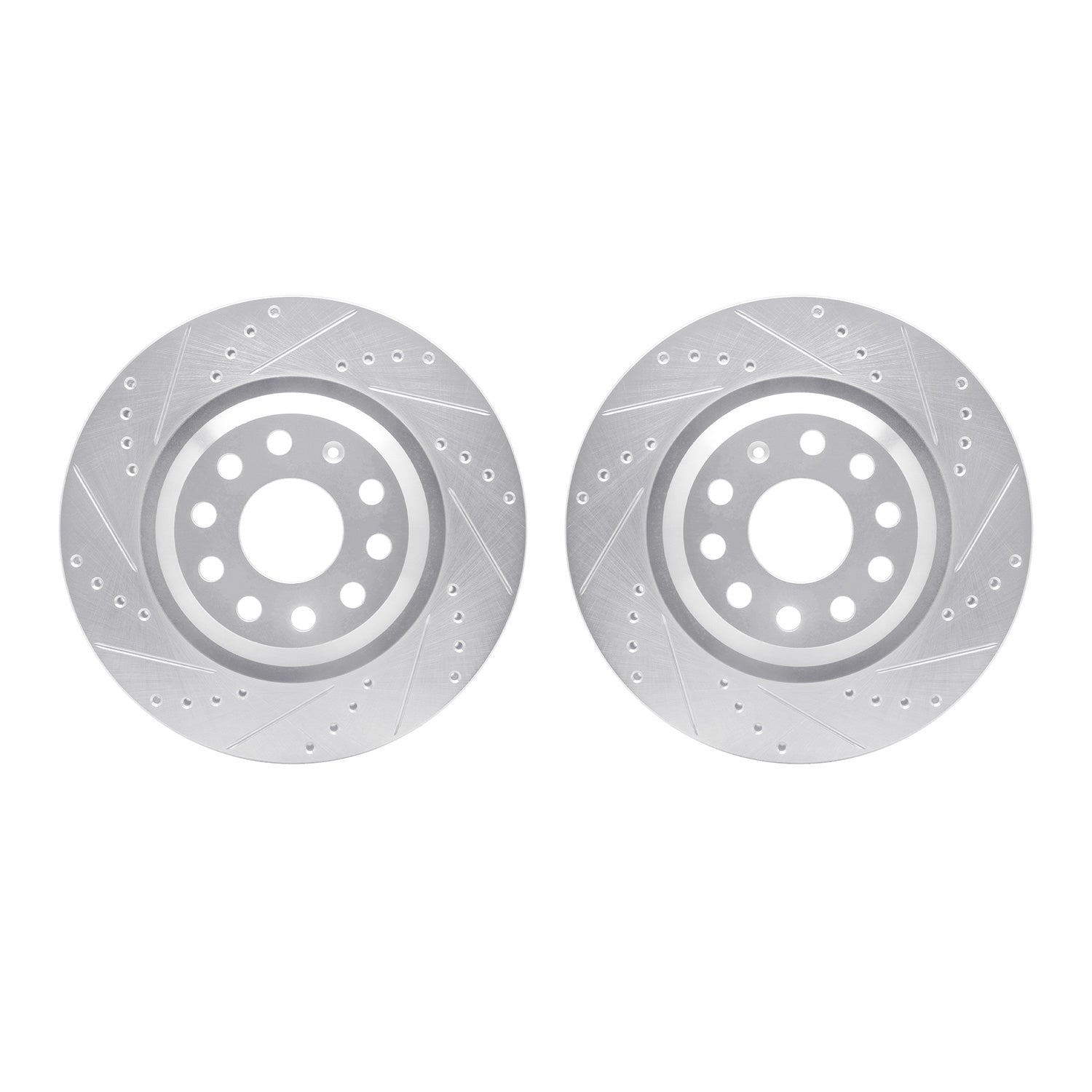 R1 Concepts Rear Drilled & Slotted Silver Brake Rotor Set | 2015-2019 VW Golf R (WGPN1-74043)